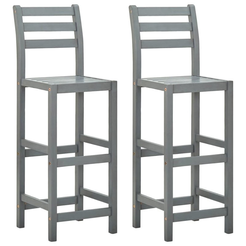 Bancos de bar 2 pcs madeira de acácia maciça cinzento-Bancos de bar-Home Retail