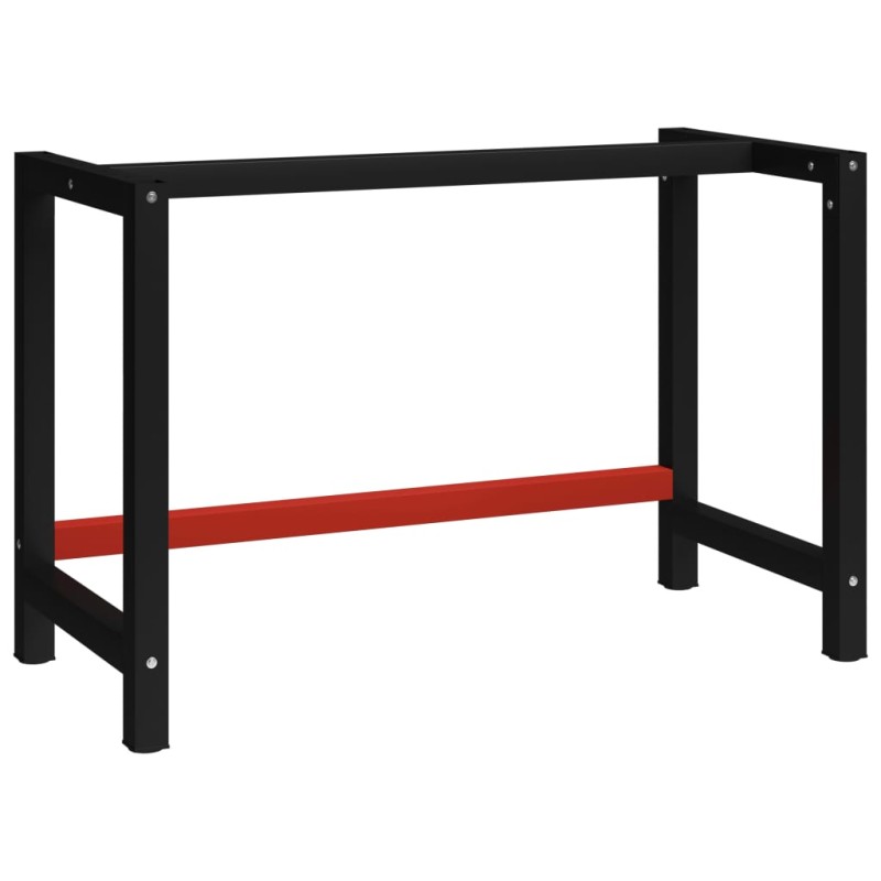 Estrutura banco de trabalho 120x57x79 cm metal preto e vermelho-Pernas de mesa-Home Retail