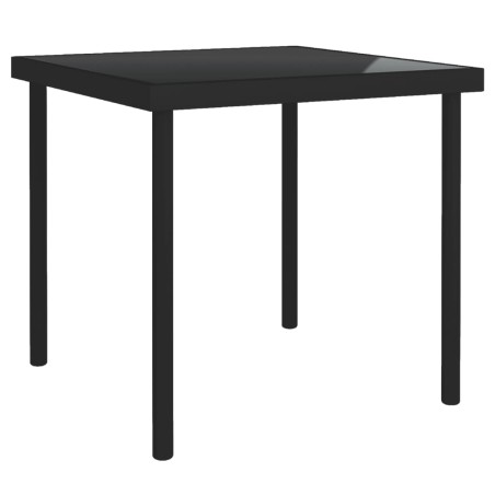 Mesa de jantar para exterior 80x80x72 cm vidro e aço preto