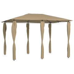 Gazebo 3x4x2,6m + capas para postes 160 g/m² cinza-acastanhado