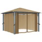 Gazebo com cortina 300x300 cm alumínio cinzento-acastanhado