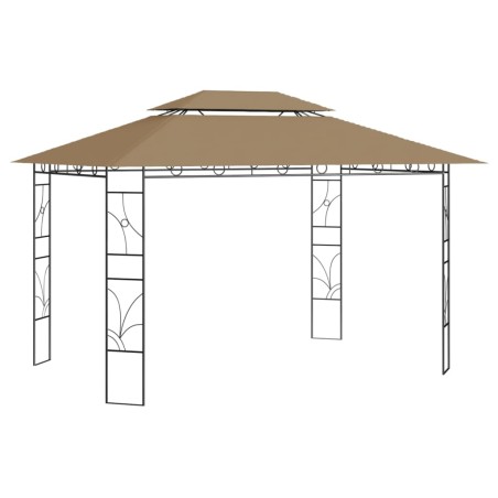 Gazebo 4x3x2,7 m 160 g/m² cinzento-acastanhado