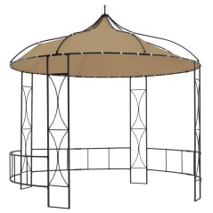 Gazebo redondo 300x290 cm cinzento-acastanhado