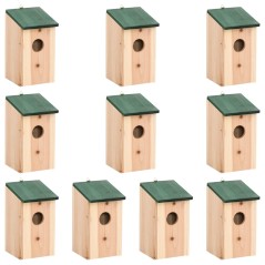 Casas para pássaros 10 pcs 12x12x22 cm madeira de abeto maciça