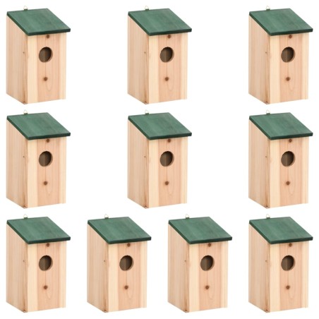 Casas para pássaros 10 pcs 12x12x22 cm madeira de abeto maciça