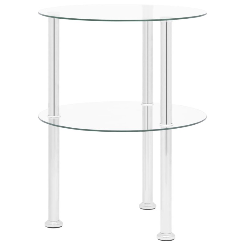 Mesa de apoio c/ duas prateleiras 38cm vidro temp. transparente-Mesas de apoio-Home Retail