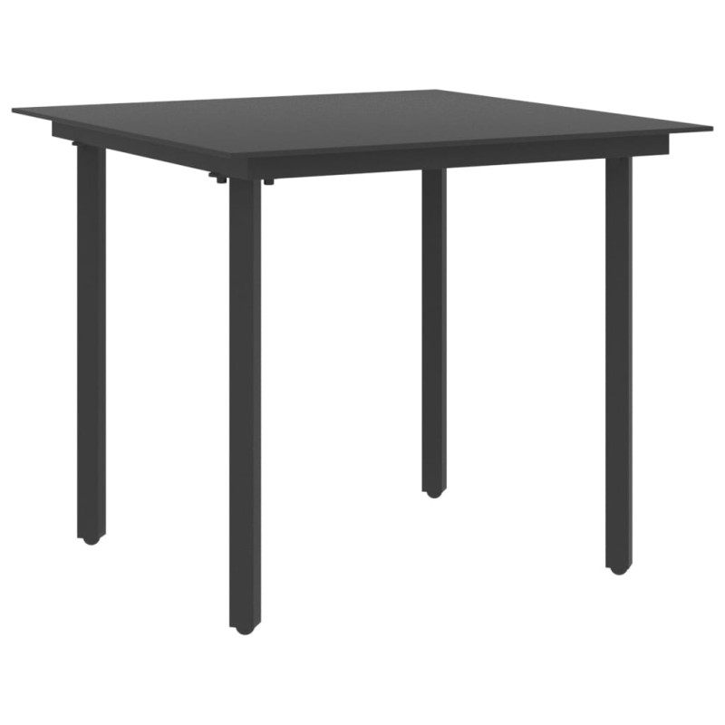 Mesa de jantar para jardim 80x80x74 cm aço e vidro preto-Mesas de jardim-Home Retail