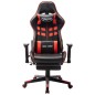 Cadeira gaming c/ apoio de pés couro artificial preto/vermelho