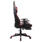 Cadeira gaming c/ apoio de pés couro artificial preto/vermelho