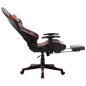 Cadeira gaming c/ apoio de pés couro artificial preto/vermelho