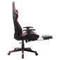 Cadeira gaming c/ apoio de pés couro artificial preto/vermelho