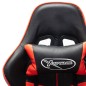 Cadeira gaming c/ apoio de pés couro artificial preto/vermelho