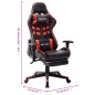 Cadeira gaming c/ apoio de pés couro artificial preto/vermelho