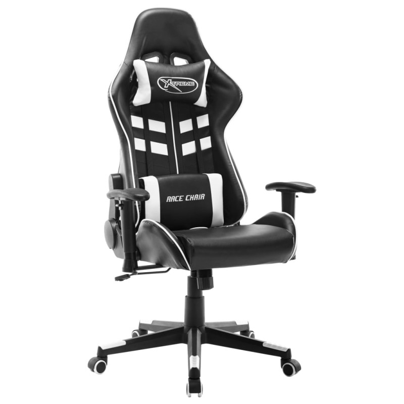 Cadeira de gaming couro artificial preto e branco-Cadeiras de jogo-Home Retail