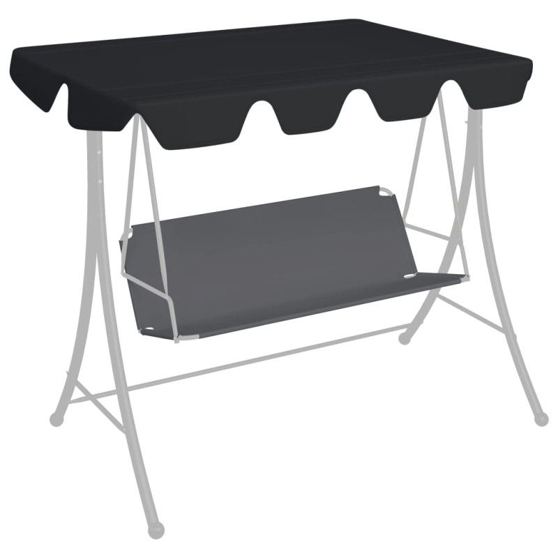 Toldo suplente p/ baloiço de jardim 150/130x105/70 cm preto-Topos para toldos e gazebos-Home Retail