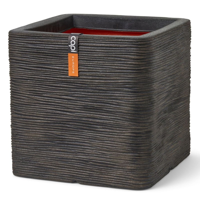 Capi Vaso quadrado Nature Rib 30x30x30 cm castanho-escuro-Vasos e floreiras-Home Retail