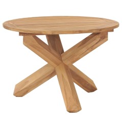 Mesa de jantar para jardim Ø110x75 cm madeira de teca maciça