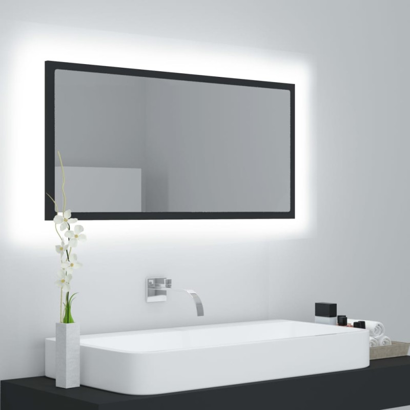 Espelho de casa de banho com LED 90x8,5x37 cm acrílico cinzento-Armários para casa de banho-Home Retail