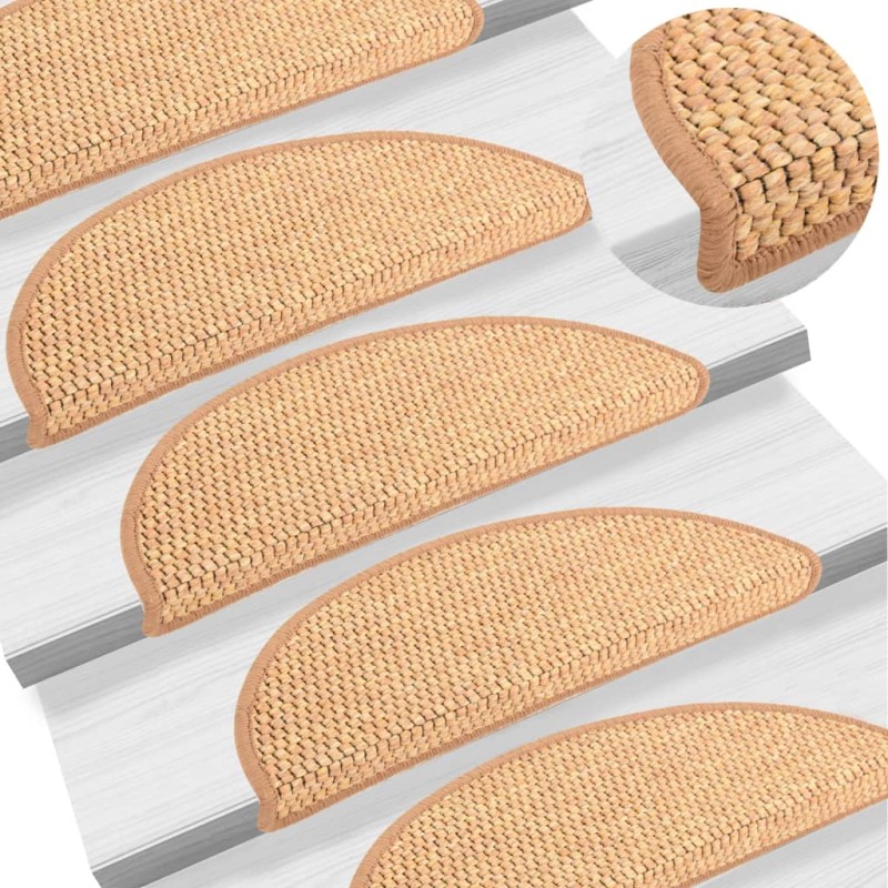 Tapetes escada adesivos aspeto sisal 15 pcs 56x17x3 cm laranja-Tapetes antiderrapantes para degraus-Home Retail