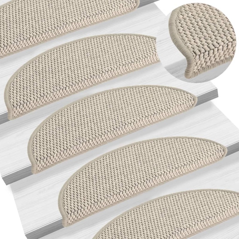 Tapetes escada adesivos aspeto sisal 15pcs 56x17x3 cinza-acast.-Tapetes antiderrapantes para degraus-Home Retail