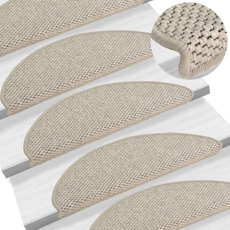 Tapetes escada adesivos aspeto sisal 15pcs 65x21x4 cinza-acast.-Tapetes antiderrapantes para degraus-Home Retail