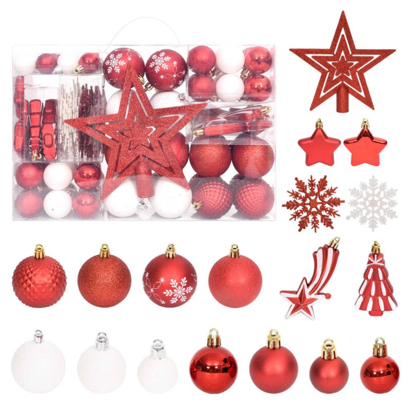 108 pcs conjunto de enfeites de Natal vermelho e branco-Enfeites do Feriados-Home Retail