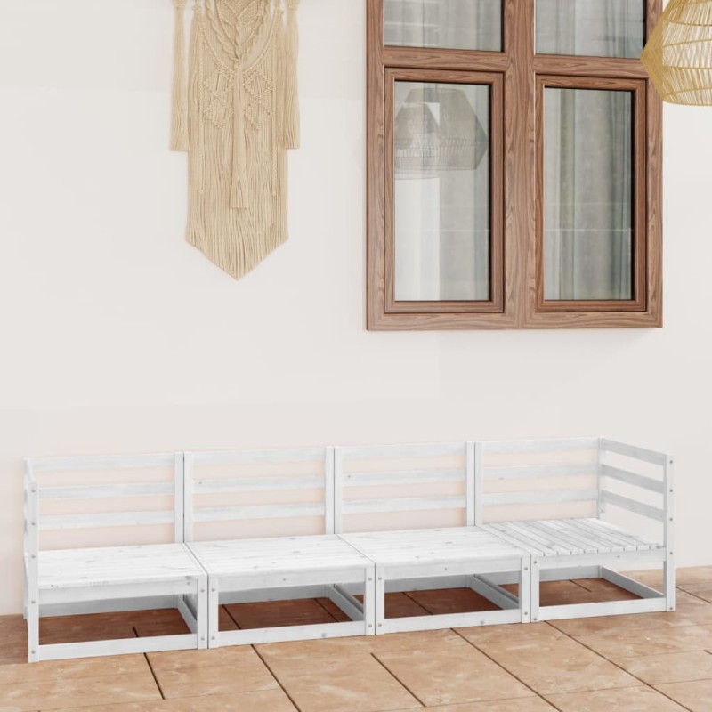 Sofá de 4 lugares para jardim pinho maciço branco-Sofás para exterior-Home Retail