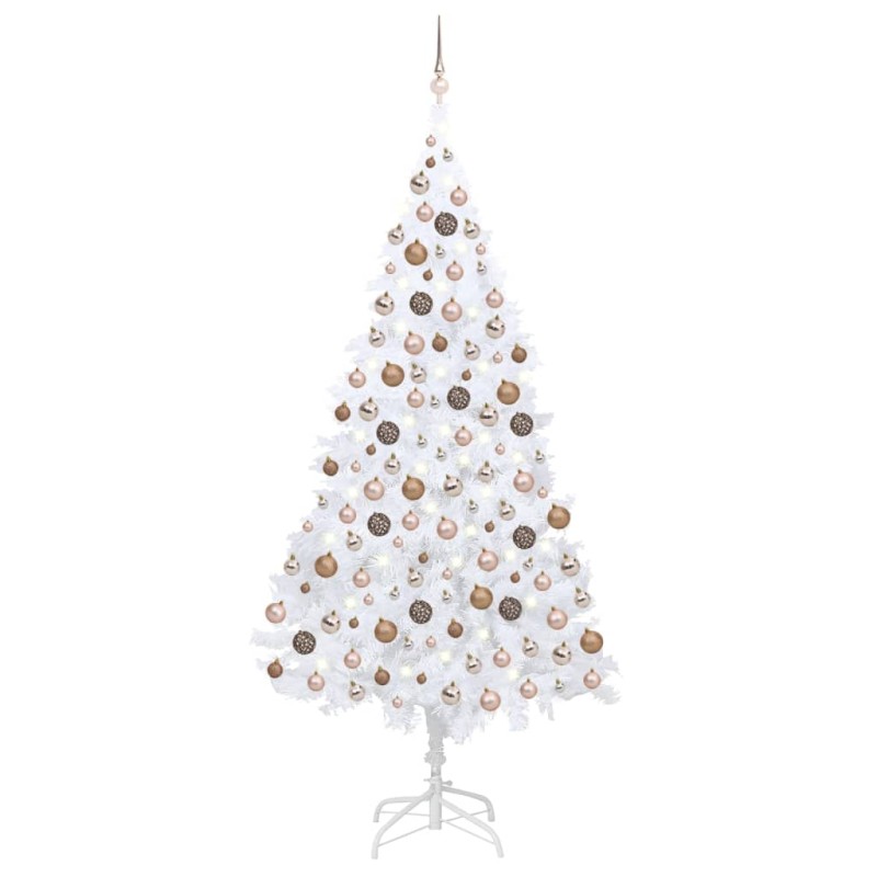 Árvore Natal artificial pré-iluminada c/ bolas branco-Árvores de Natal-Home Retail