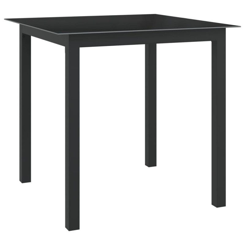 Mesa de jardim em alumínio e vidro 80x80x74 cm preto-Mesas de jardim-Home Retail