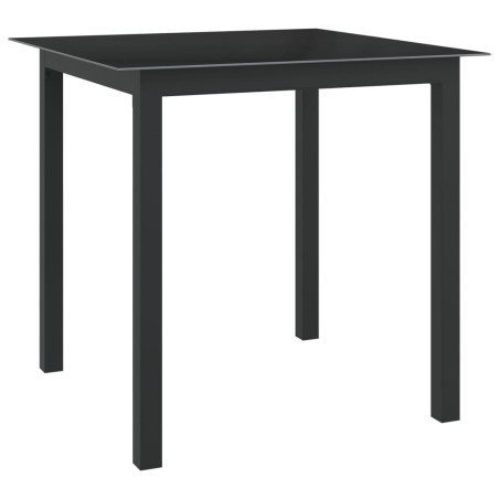 Mesa de jardim em alumínio e vidro 80x80x74 cm preto