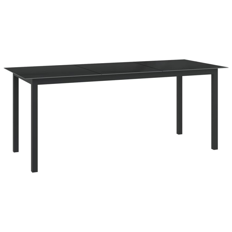 Mesa de jardim em alumínio e vidro 190x90x74 cm preto-Mesas de jardim-Home Retail