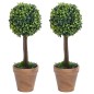 Plantas bolas de buxo artificiais c/ vasos 2 pcs 56 cm verde