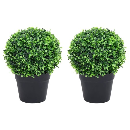 Plantas bolas de buxo artificiais c/ vasos 2 pcs 27 cm verde