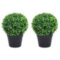 Plantas bolas de buxo artificiais c/ vasos 2 pcs 27 cm verde