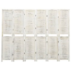 Biombo com 6 painéis 215x166 cm madeira branco antigo