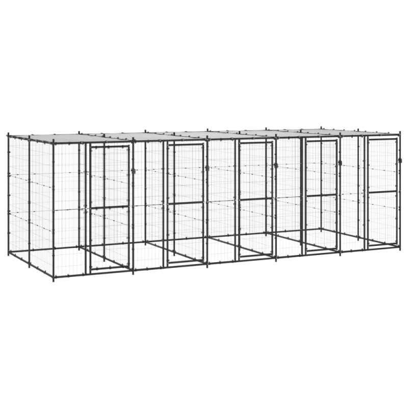 Canil de exterior com telhado 12,1 m² aço-Canis-Home Retail