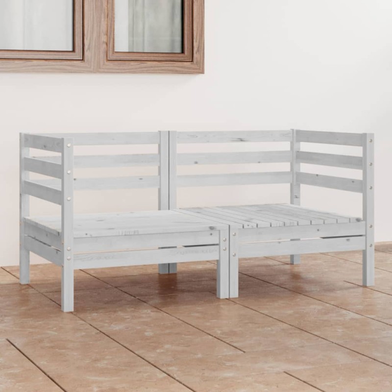 Sofá de 2 lugares para jardim pinho maciço branco-Sofás para exterior-Home Retail