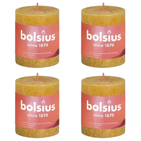 Bolsius Velas rústicas cilíndricas Shine 4 pcs 80x68 mm amarelo mel