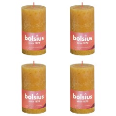 Bolsius Velas rústicas cilíndricas Shine 4 pcs 130x68 mm amarelo mel