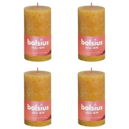 Bolsius Velas rústicas cilíndricas Shine 4 pcs 130x68 mm amarelo mel