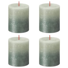 Bolsius Velas rústicas cilínd. Sunset 4pcs 80x68mm verde névoa/azul