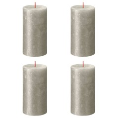 Bolsius Velas rústicas cilíndricas Shimmer 4 pcs 130x68 mm champanhe