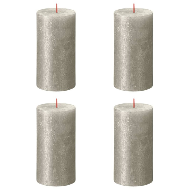 Bolsius Velas rústicas cilíndricas Shimmer 4 pcs 130x68 mm champanhe-Velas-Home Retail