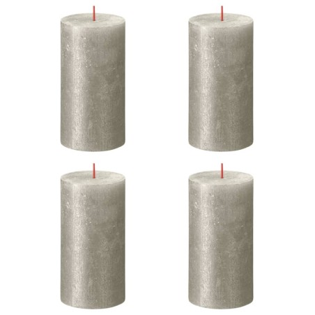 Bolsius Velas rústicas cilíndricas Shimmer 4 pcs 130x68 mm champanhe