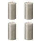 Bolsius Velas rústicas cilíndricas Shimmer 4 pcs 130x68 mm champanhe