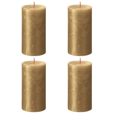 Bolsius Velas rústicas cilíndricas Shimmer 4 pcs 130x68 mm dourado