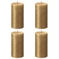 Bolsius Velas rústicas cilíndricas Shimmer 4 pcs 130x68 mm dourado