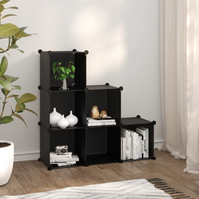 Organizador de arrumação com 6 cubos PP preto-Sapateiras e organizadores-Home Retail