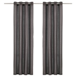 Cortinas c/ argolas de metal 2 pcs algodão 140x245 cm antracite