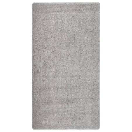 Tapete shaggy 80x150 cm antiderrapante cinzento-claro